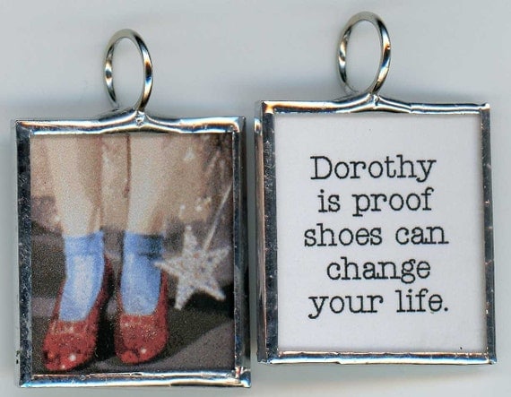 Ruby Slippers of Dorothy of Oz is Proof SHOES Can Change Your LIfe Art Glass Pendant