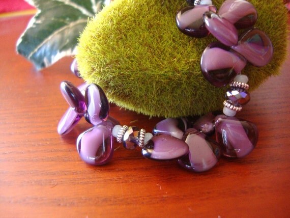 Purple Petal And Crystal Bracelet Preview 1