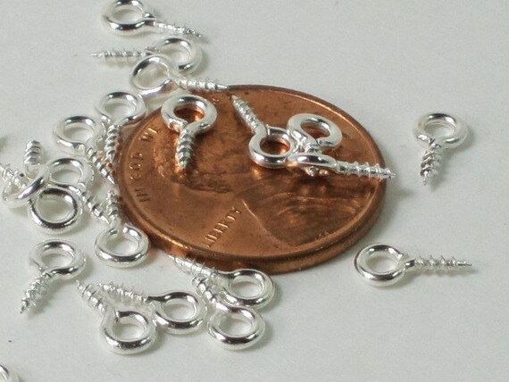 Silver Plated Small Eye Screws - Scrabble Tile Bail - 10mm - 100 Pieces