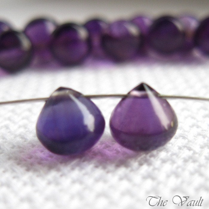 12 (6 pair) Amethyst 5.5-6.5mm smooth onion briolettes