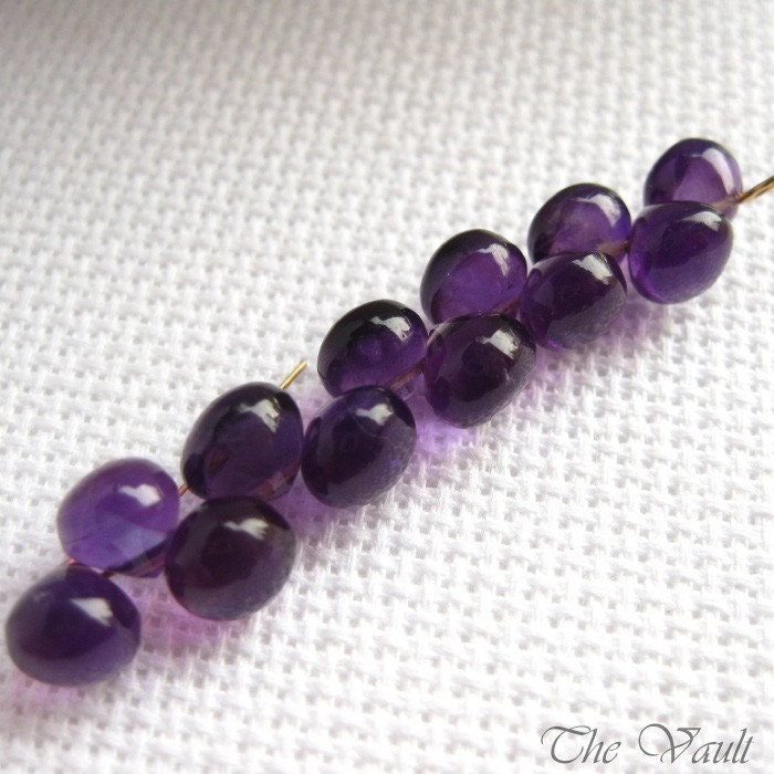 12 (6 pair) Amethyst 5.5-6.5mm smooth onion briolettes