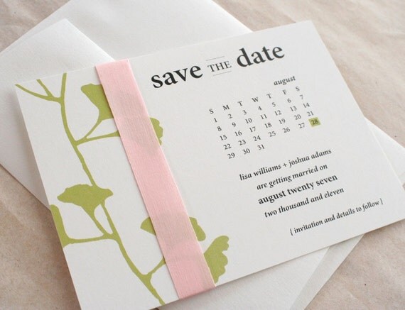Ginkgo Print Save the Date Card