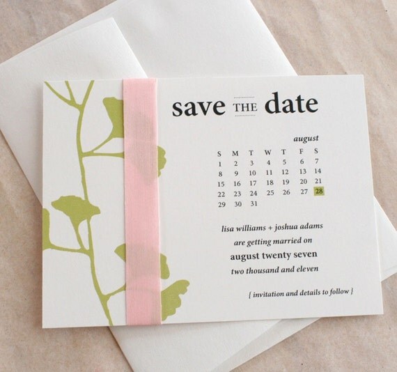 Ginkgo Print Save the Date Card