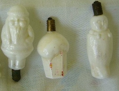 Vintage Christmas Light Bulb Ornaments THREE IN ALL Milk Glass