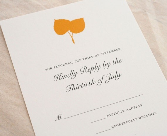 Aspen Leaf  Wedding Invitations set of 40 reserved for Calen
