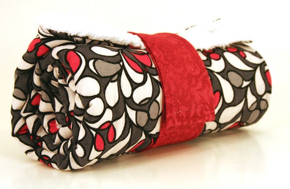 Changing Pad, Scarlet and Gray Abstract Floral