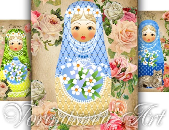 Matryoshka doll card set. Download and print 417