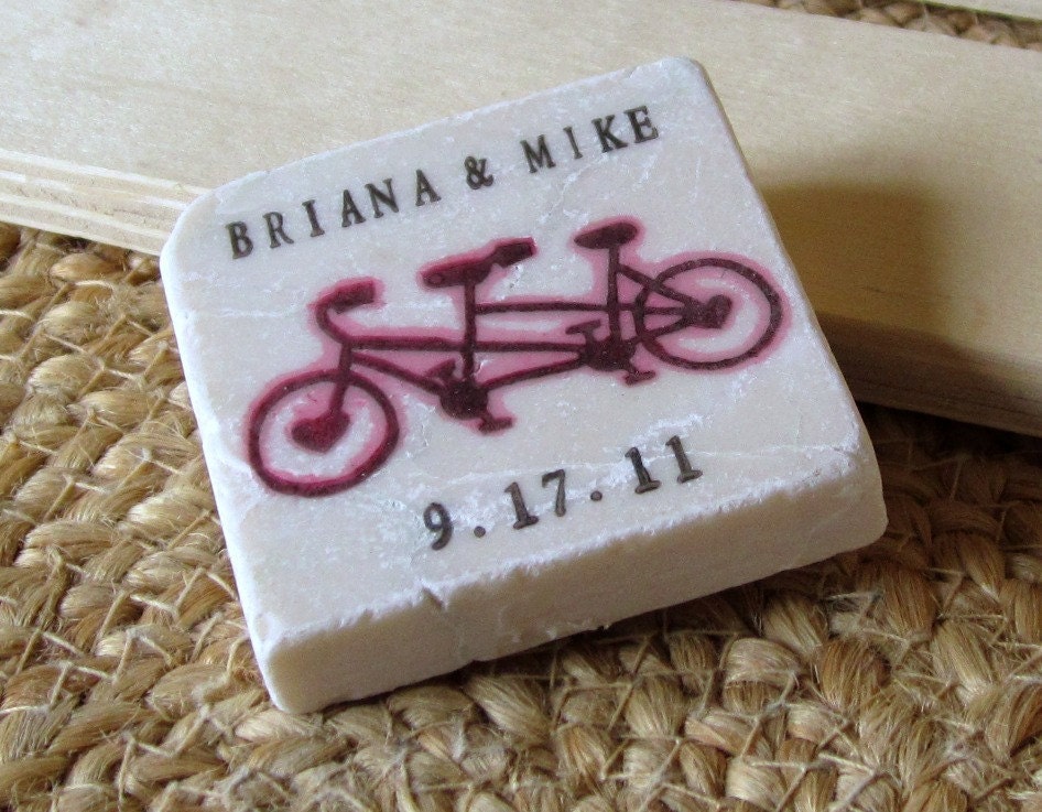 Tandem Bike Save the Date Magnets, Wedding Favors, Set of 25