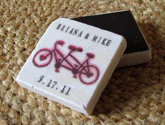 Tandem Bike Save the Date Magnets, Wedding Favors, Set of 25