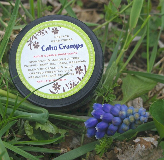 Calm Cramps, Fair-Trade Kpangnan Butter Balm with Muscle Soothing Essential Oils, Great for PMS Aches & Charley Horses, Travel Tin - 0.50oz.