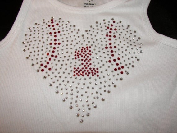 Baseball  Heart BLING Number shirt/onesie--Unique and Full of Bling