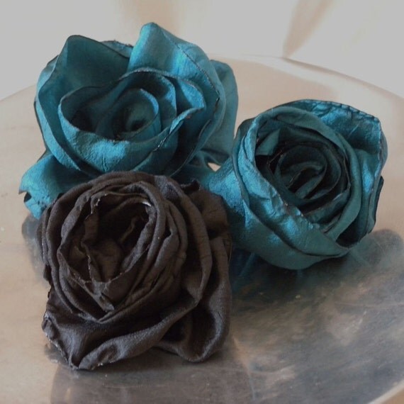 Handmade Fabric Roses - set of three, choose your colors