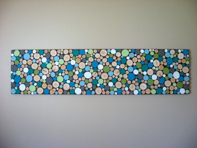 Made to Order Painted Sliced Wood Sculpture Wall Art 12x48