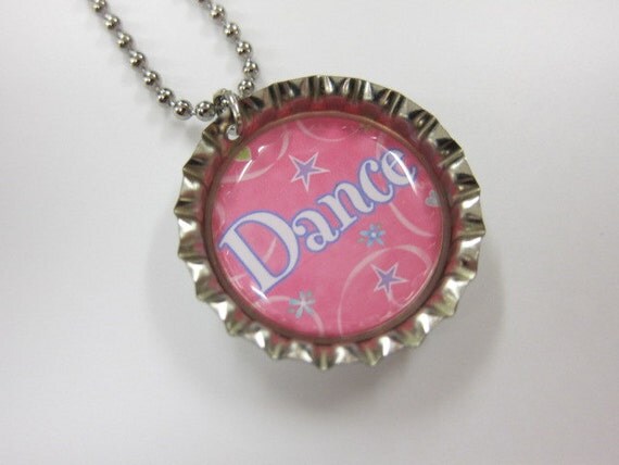 Bottlecap Necklace - DANCE - Pink and Purple