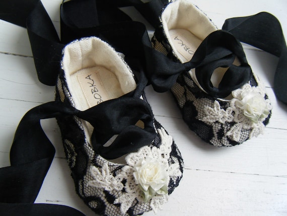 Шарлотта Черное кружево органических Конопля балета обуви для вашего ребенка девушка