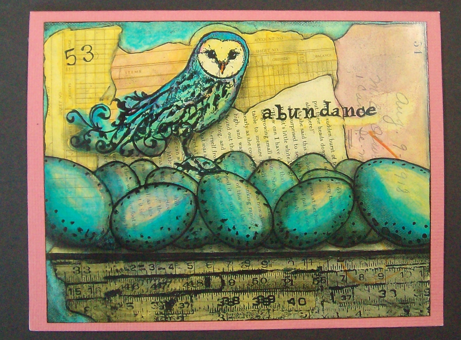 Owl & Egg "Abundance" aceo fine art print Giclee greeting card blank