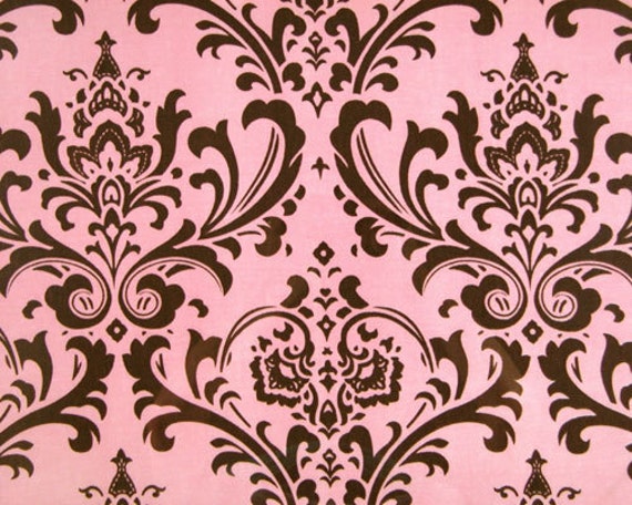 One dozen wedding table runners pink and brown damask fabric UNLINED