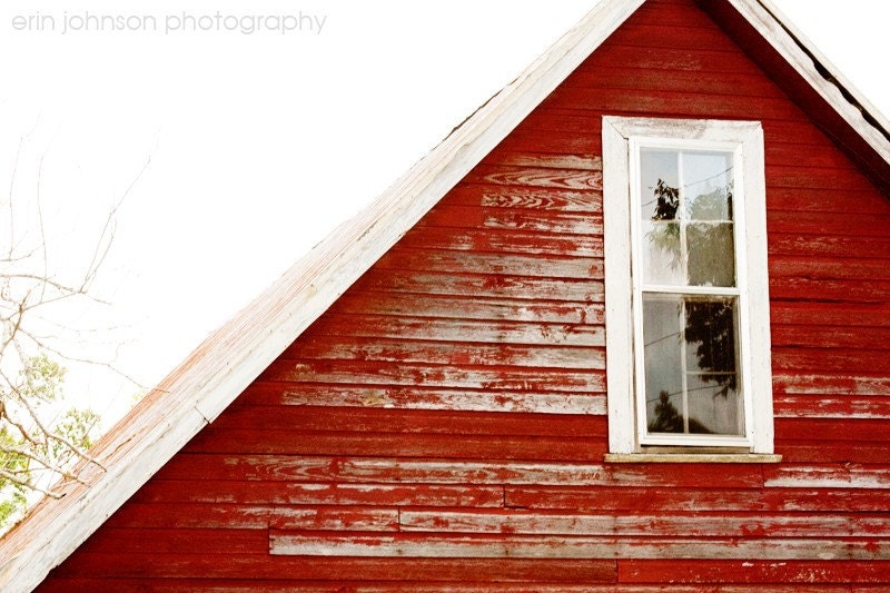 Window 5x7 -Burnt Corn, Alabama-Fine Art Photograph- old red barn, wood, gable, close up, rustic, country
