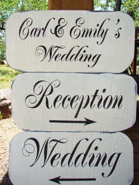 Wedding Signs Decor Cottage CUSTOM Vintage Style Arrows Cottage Set of 3 
