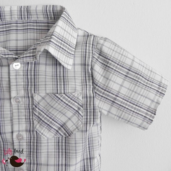 Summer shirt for Boys - button up shirt with short sleeves - 12 months to 6 years - pdf Pattern and Instructions
