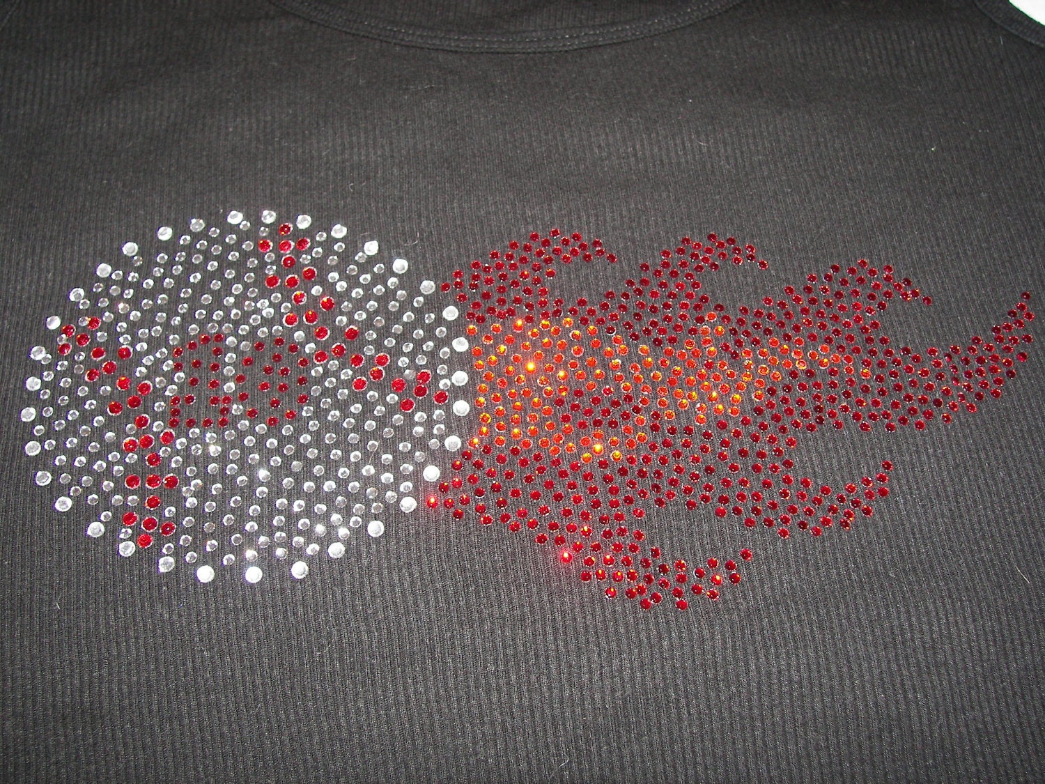 Baseball with Flames custom crystal BLING shirt--UNIQUE design with your favorite player number