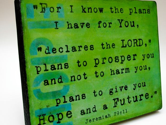Hope Painting - Jeremiah 29:11 - Print Mounted on Wood