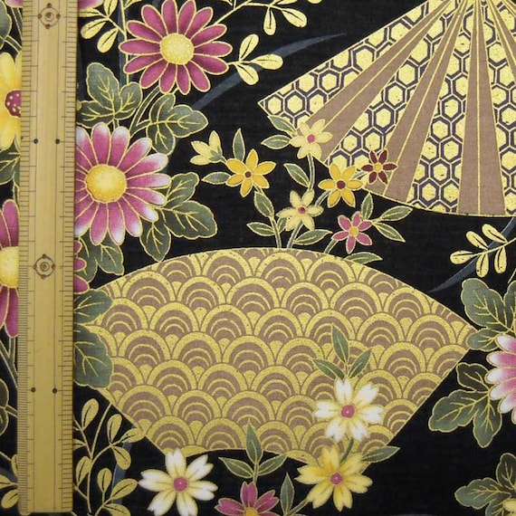 Japanese kimono cotton fabric flower printed half yard