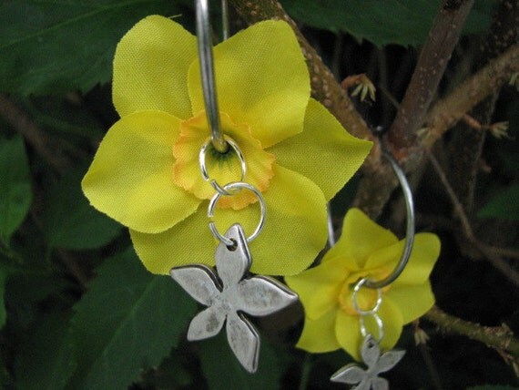 Yellow daffodil flower earrings