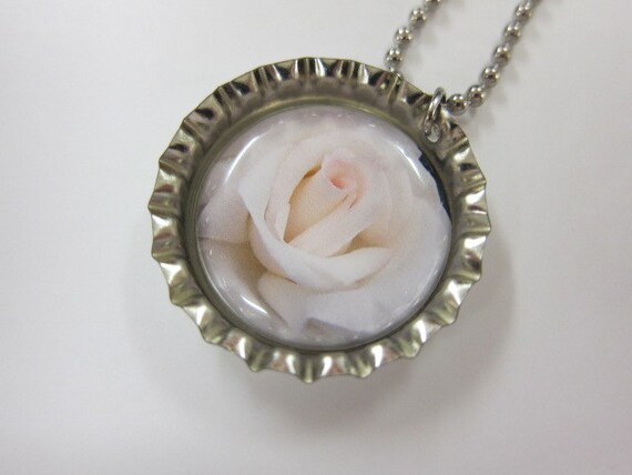 Bottlecap Necklace - Pale Blush Rose