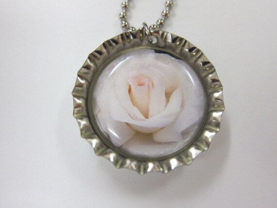 Bottlecap Necklace - Pale Blush Rose