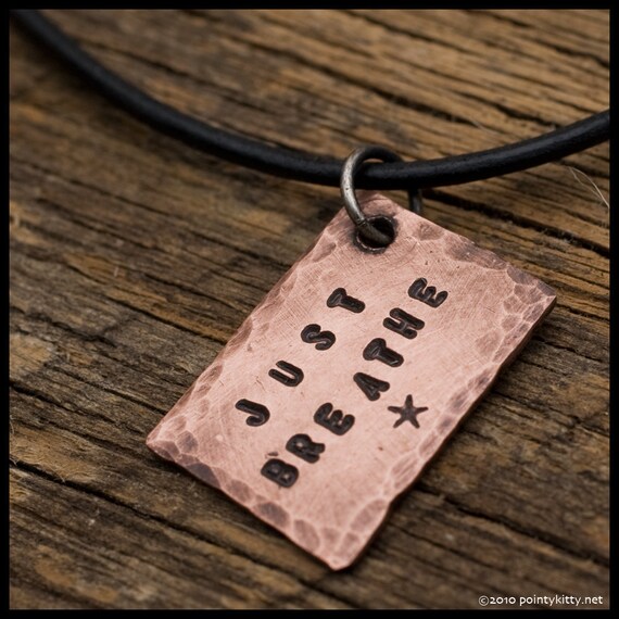 Just Breathe - sterling silver and copper hand-hammered pendant necklace