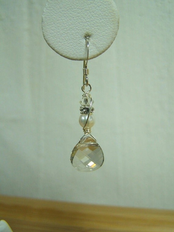 Bridal Crystal And Pearl Earrings Preview 2
