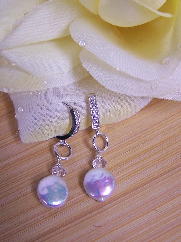 Bridal Cubic Zirconia And Coin Pearl Earring Preview 2