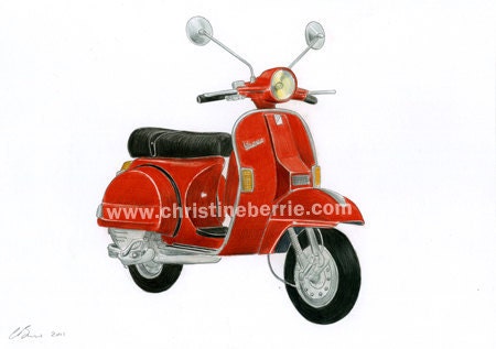 Vespa Scooter original drawing From ChristineBerrie