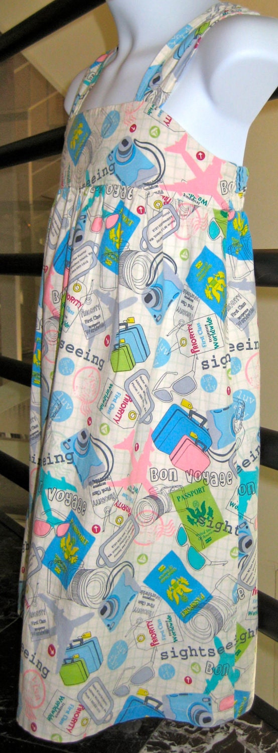 International Travel Passport Cotton Sundress, Girls Size 10