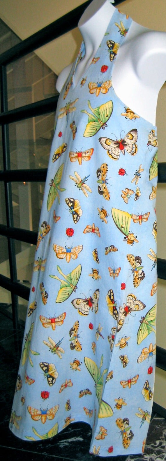 Butterflies Moths and Beetles Cotton Halter Sundress, Girls size 10