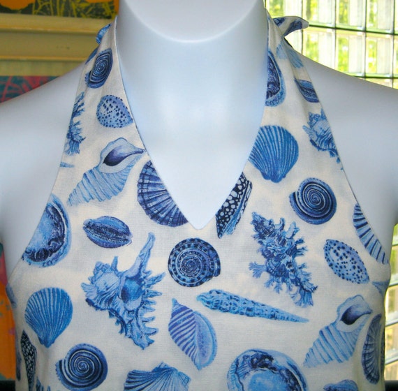 She Sells Seashells Cotton Halter Sundress, Girls size 8