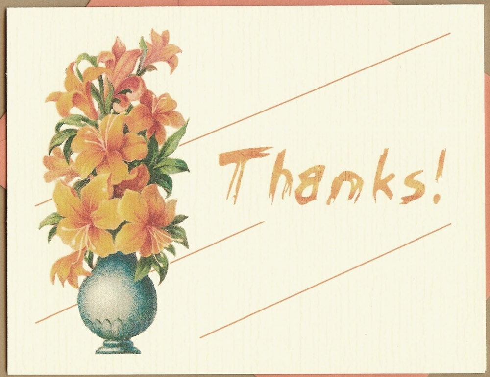 Thank You Card, Thanks, Orange Lilies