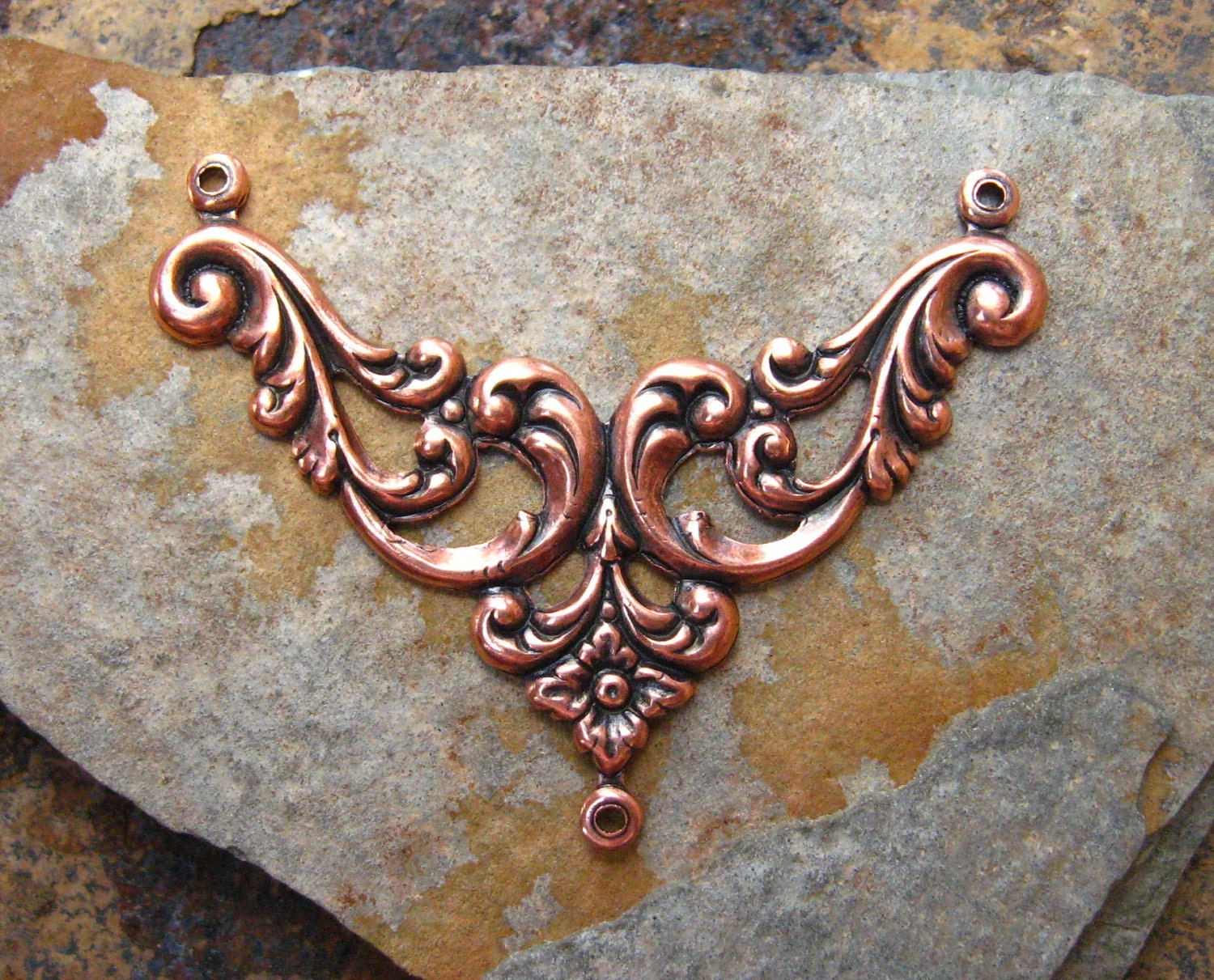 LOW SHIPPING 2 Antique Copper Lydia Connector 38mm  x 29mm -  Trinity Brass