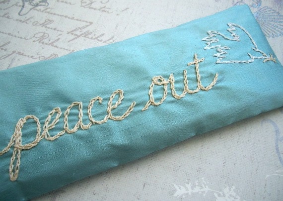 Lavender and Flaxseed Eye Pillow with Hand Embroidery by Dolce Dreams