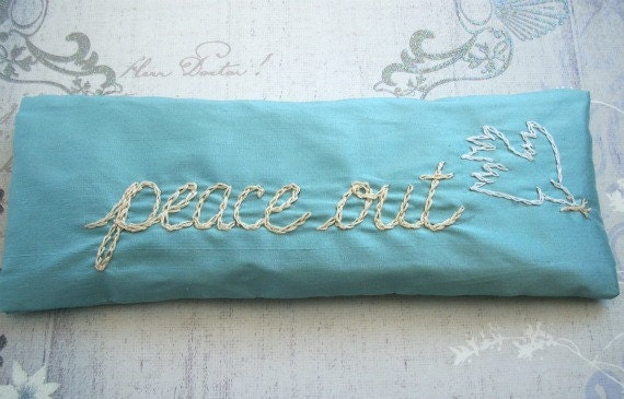 Lavender and Flaxseed Eye Pillow with Hand Embroidery by Dolce Dreams