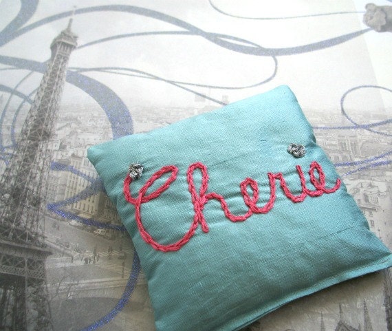 Dupioni Silk Lavender Sachet Hand Embroidered by Dolce Dreams