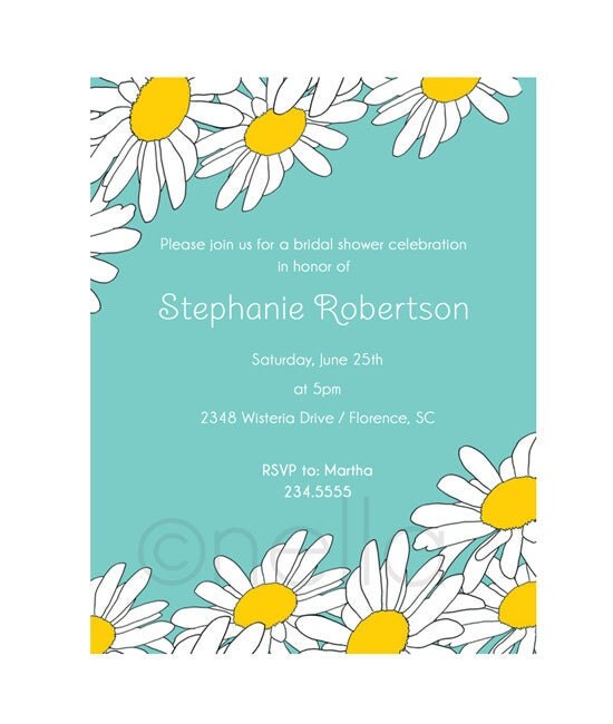 Custom Bridal Shower Invitation Template Summer Daisy Printable by Nella