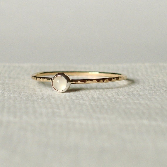 Dottie Thread of Gold -  Simple and Sweet Cabochon Stacking Ring with Choice of Stone - Delicate Jewelry