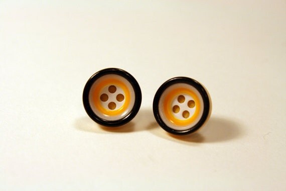 Lemon Twist ---hypoallergenic button earrings
