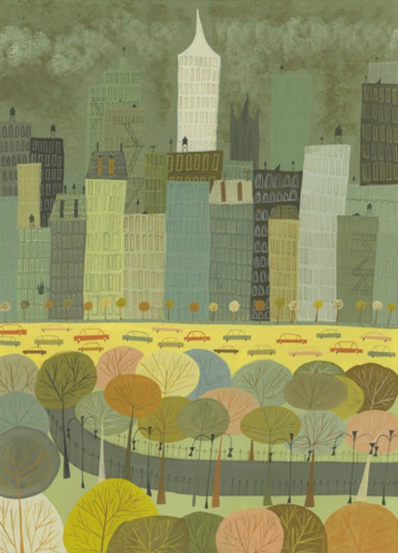 Central Park in fall.  Limited edition11x14 print by Matte Stephens.