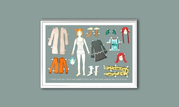 The Kate Winslet (Eternal Sunshine's Clementine Kruczynski) paper doll 18x12 inches print