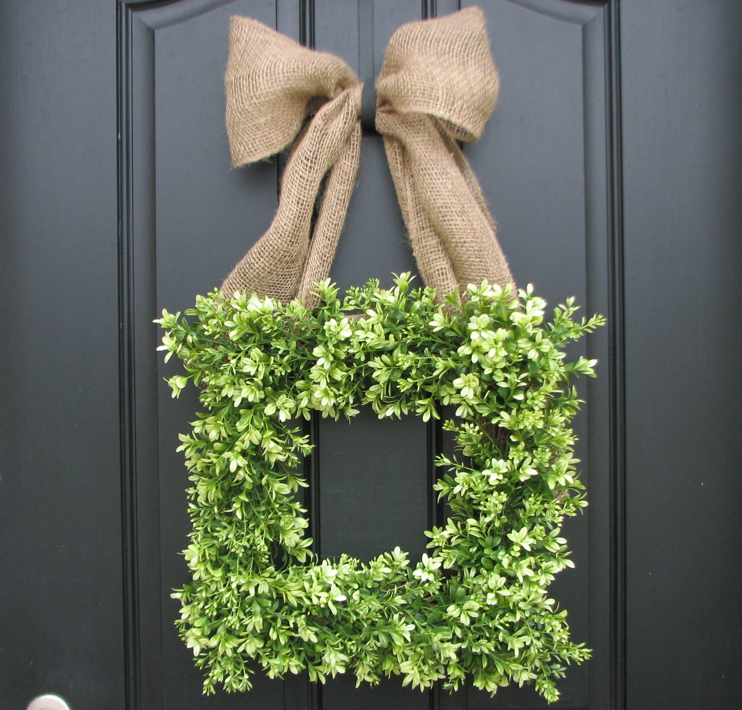 Boxwood Wreath - Boxwood Wreath with Burlap