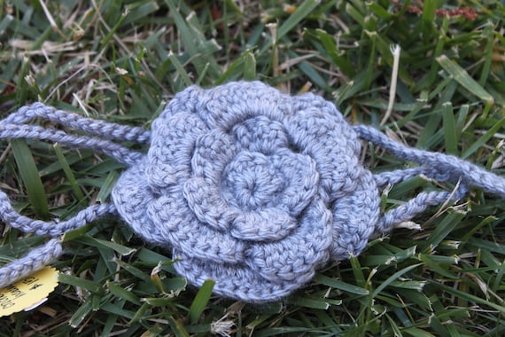 Heather Gray Crochet Flower Headband