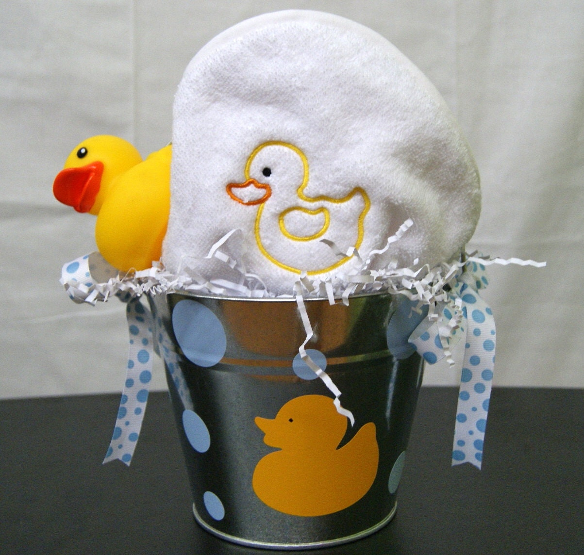 Personalized Hooded Towel with rubber ducky gift set